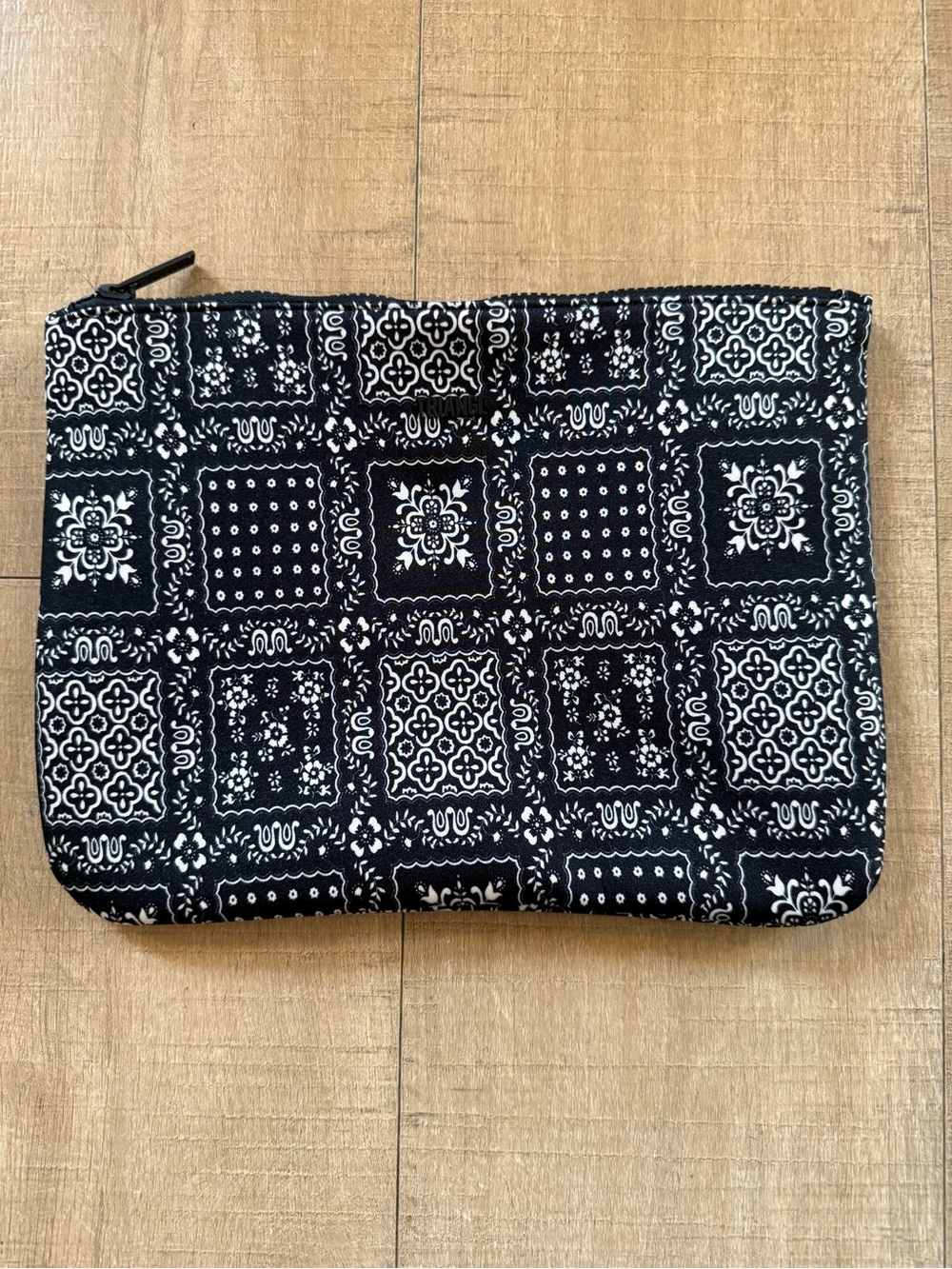 Triangl neoprene zip pouch black and White Bandana Print Zip Pouch 11.5x9